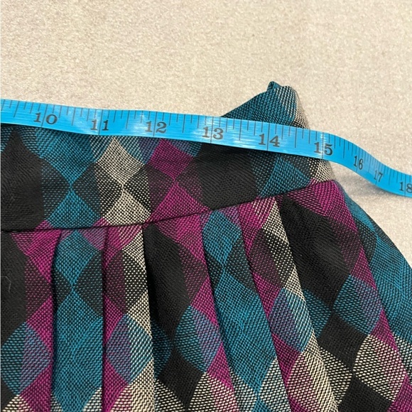 [US14] VTG Virani 100 Wool Multicoloured Pleated Geometric pattern Full Skirt - Picture 4 of 9